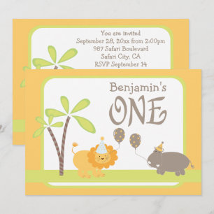 Invitación León de la selva y fiesta de cumpleaños de Hippo