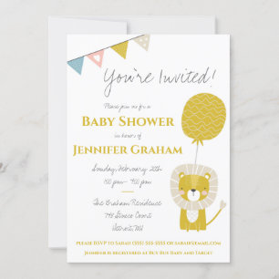 Invitación León de oro, género neutro, Baby Shower