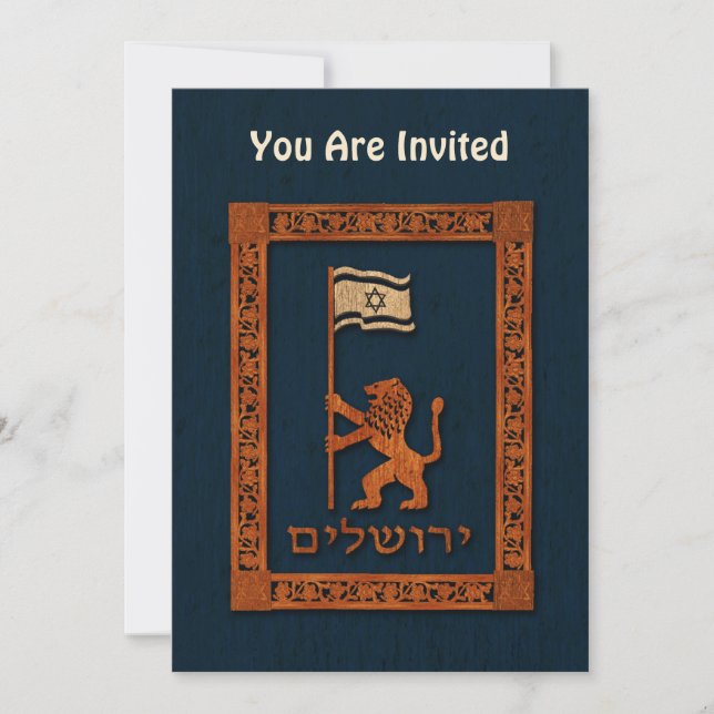Invitación León del Día de Jerusalén con bandera (Anverso)