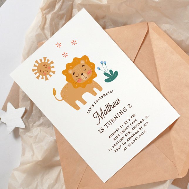 Invitación León lindo. Famoso cumpleaños de bebé de animales  (Subido por el creador)