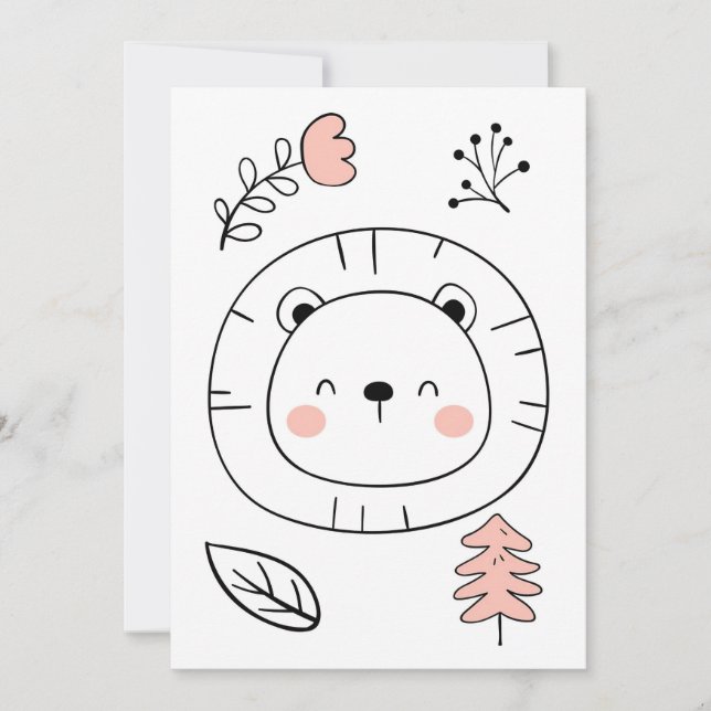 Invitación León Lindo León Dibujado a Mano (Anverso)