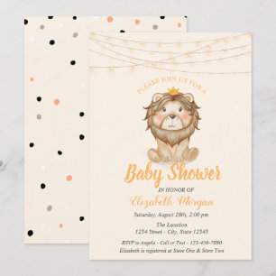 Invitación León Lindo, Luces de Cadena, Cumpleaños de Bebé Pu