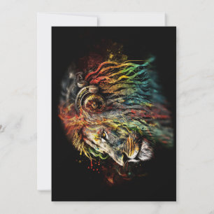 Invitación León rasta colorido con audífonos