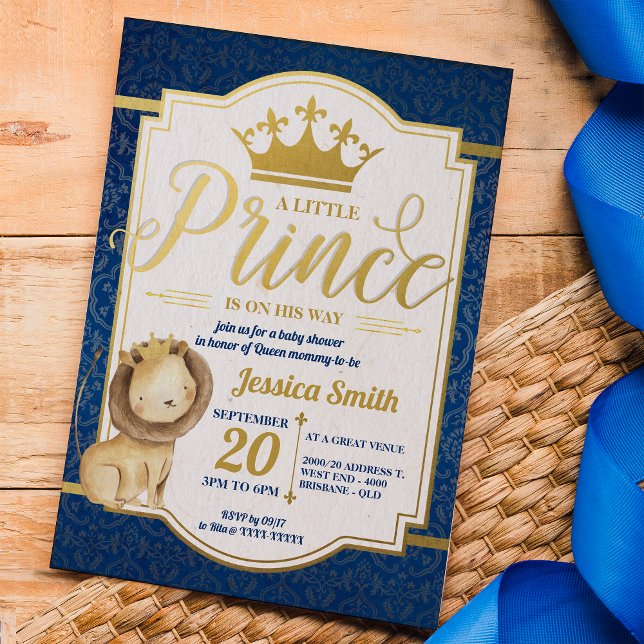 Invitación Leon Royal Prince Baby Shower (Give yourself the full royal treatment to celebrate the arrival of your little lion prince. )