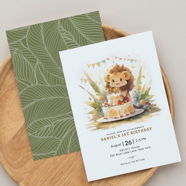Invitación León Safari 1er cumpleaños (Subido por el creador)
