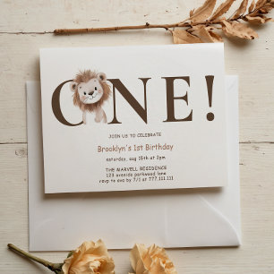 Invitación León Safari con tema de foto primer cumpleaños