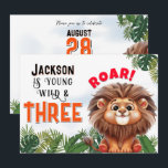 Invitación Leon Safari Wild & Three Kids Birthday Fiesta<br><div class="desc">León en un Safari de la Selva.</div>