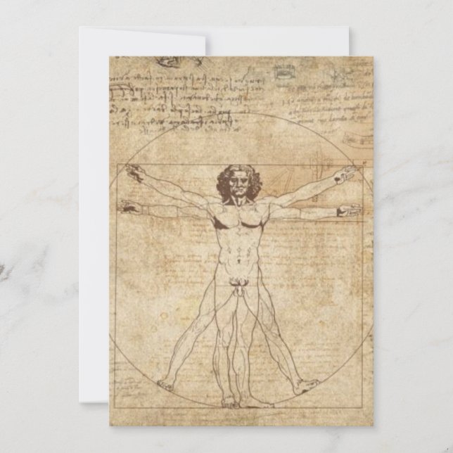 Invitación Leonardo Da Vinci El Hombre Vitruviano (Anverso)