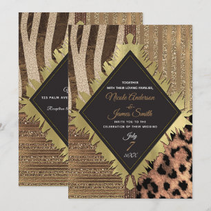 Invitación Leonas Safari Chic Glamour Selvático Boda Moderna
