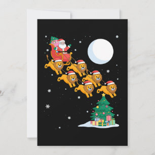 Invitación Leones de Trineo de Santa Navidad Árbol Luna Navid