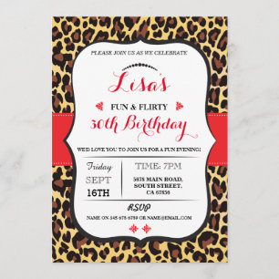 Invitación Leopard 30th 40th 50th 60th Birthday party Invite
