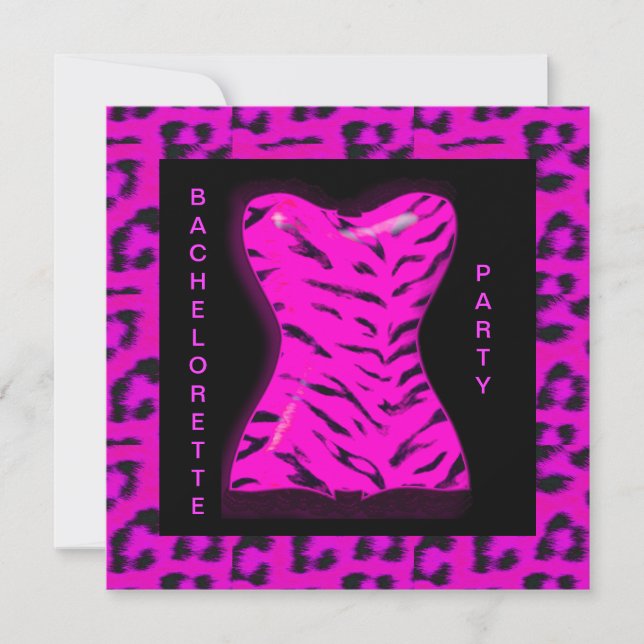 INVITACIÓN LEOPARD BACHELORETTE PARTY INVITATION HOT PINK (Anverso)