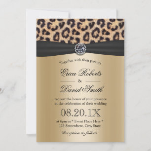 Invitación Leopard Boda Luxury Black & Gold