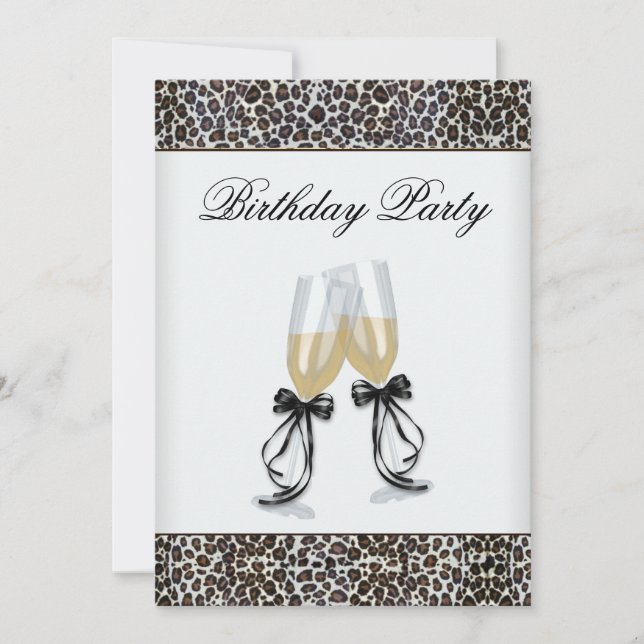 Invitación Leopard Chandelier Womans Birthday Party (Anverso)