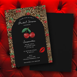 Invitación Leopard Cheetah Animal Print Cherry Bridal Shower