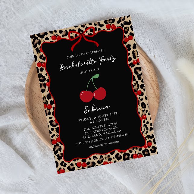 Invitación Leopard Cheetah Cherry Bachelorette Invitation (Subido por el creador)