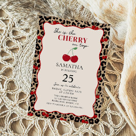Invitación Leopard Cheetah Cherry On Top Birthday Invitation