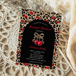 Invitación Leopard Cheetah Coquette Cherry Bridal Shower