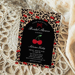 Invitación Leopard Cheetah Coquette Cherry Bridal Shower