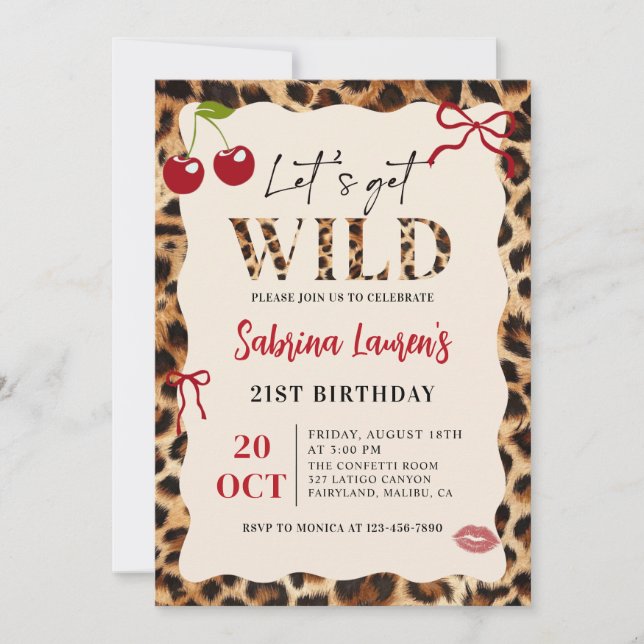 Invitación Leopard Cheetah Let’s Get Wild Birthday Invitation (Anverso)