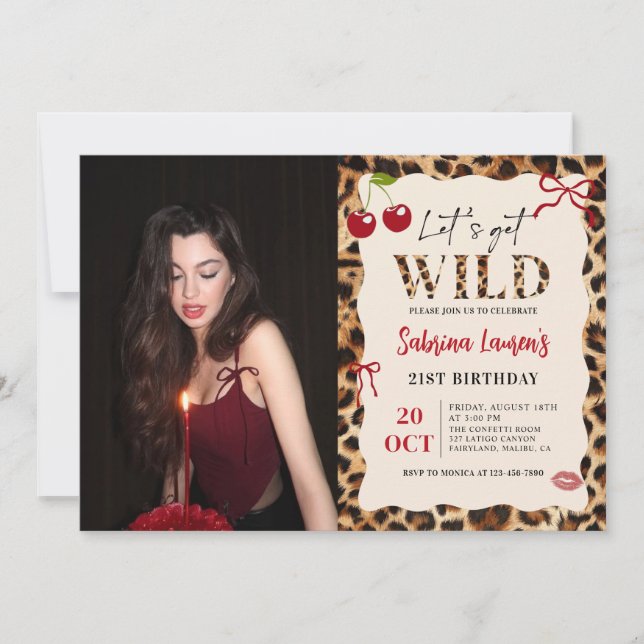 Invitación Leopard Cheetah Let’s Get Wild Birthday Photo (Anverso)