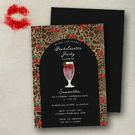 Invitación Leopard Cheetah Print Cherry Cocktail Bachelorette