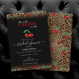Invitación Leopard Cheetah Print Cherry On Top Bridal Shower