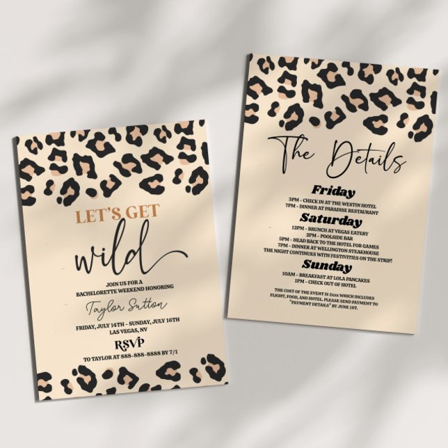 Invitación Leopard Cheetah Wild Bachelorette Fiesta de fin de (Subido por el creador)