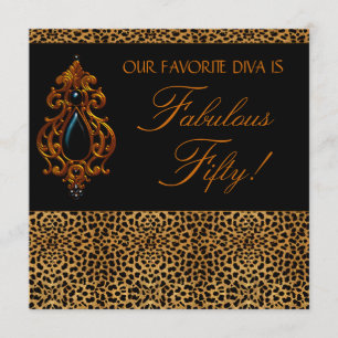 Invitación Leopard Diva Cumpleaños fabuloso de 50 años para m