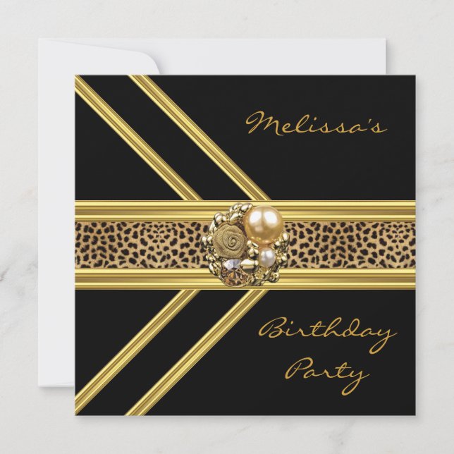 Invitación Leopard Invitation Elegante joyería de oro de terc (Anverso)