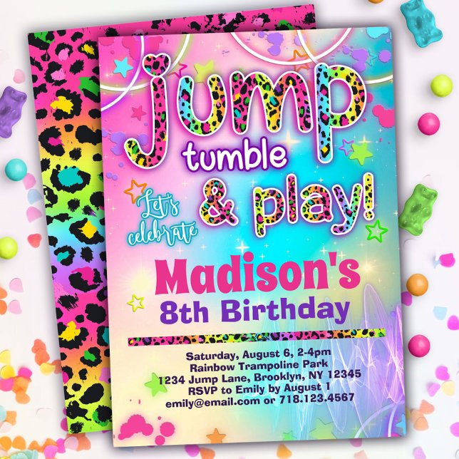Invitación Leopard Jump Tumble & Play Cumpleaños (Subido por el creador)