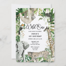 Invitación Leopard Little Wild One Safari Primer cumpleaños