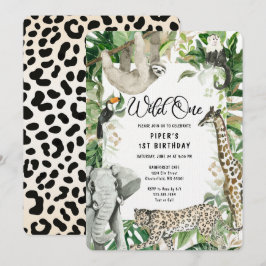 Invitación Leopard Little Wild One Safari Primer cumpleaños