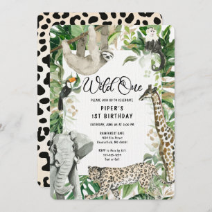 Invitación Leopard Little Wild One Safari Primer cumpleaños