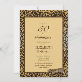 Invitación Leopard Print 50 y fabuloso cumpleaños elegante