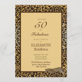 Invitación Leopard Print 50 y fabuloso cumpleaños elegante