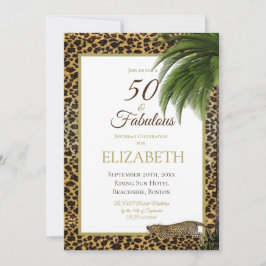 Invitación Leopard Print 50 y fabuloso cumpleaños elegante