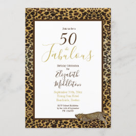 Invitación Leopard Print 50 y fabuloso cumpleaños moderno