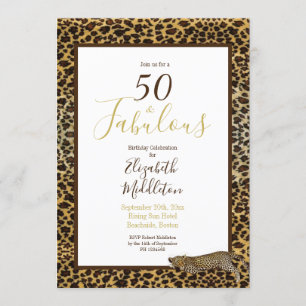 Invitación Leopard Print 50 y fabuloso cumpleaños moderno