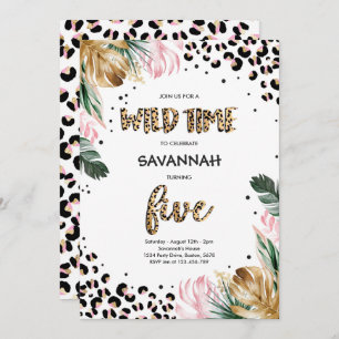 Invitación Leopard Print 5birthday Safari Jungle Fiesta