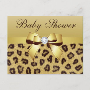 Invitación Leopard Print, Bow & Diamond Baby Shower