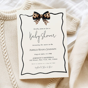 Invitación Leopard Print Bow Gender Neutral Baby Shower