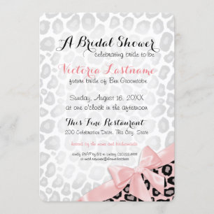 Invitación Leopard Print Bridal Shower Pink Bow