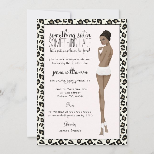 Invitación Leopard Print Bride Lingerie Shower (Anverso)