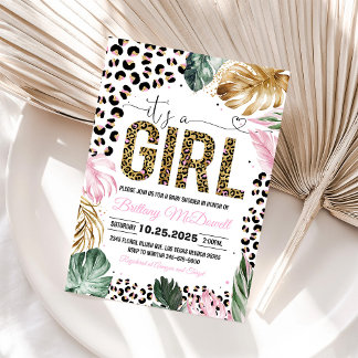 Invitación Leopard print It a Chica Baby Shower Invite