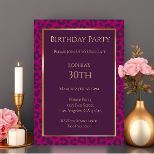 Invitación Leopard Print-Magenta-Cumpleaños