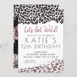Invitación Leopard Print Vamos a conseguir un Rosa salvaje