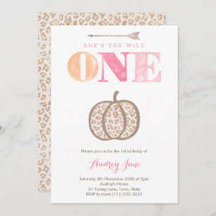 Invitación Leopard Print Wild One Pumpkin Primer Fiesta de cu