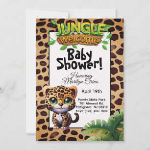 Invitación Leopard Print Wildlife Kitty Cat 🐆 Baby Shower