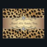 Invitación Leopard Print Womans 40th Birthday Fiesta<br><div class="desc">Elegante banda de oro de impresión de leopardo con flor de joyas de diamante y recorte de desplazamiento invitación de la mujer a la fiesta de 40 años.</div>